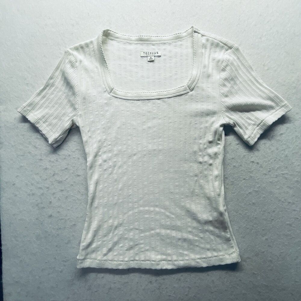Tecovas Ribbed Women’s Top Square Neck White Size S
